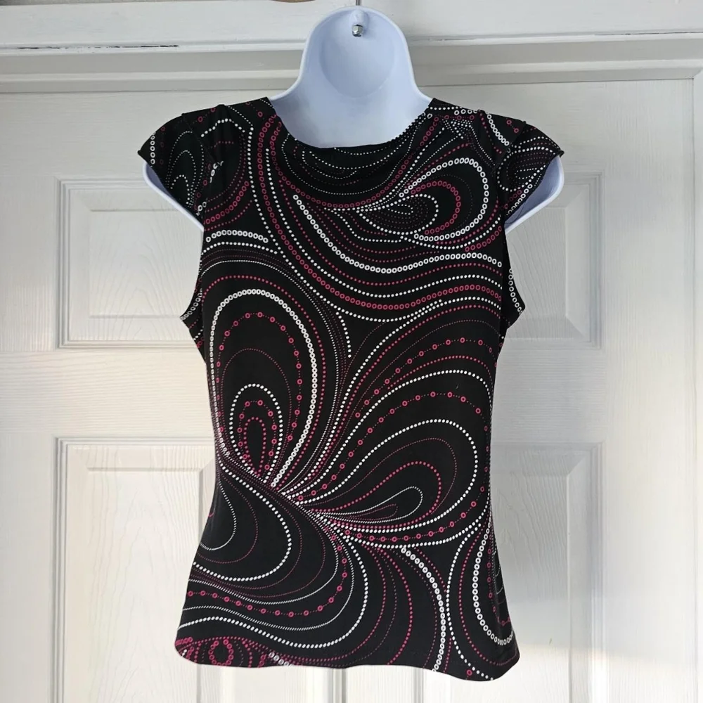 Vintage y2k 2000s whimsigoth fairy ruffle bust cap sleeve blouse - Picture 3 of 4